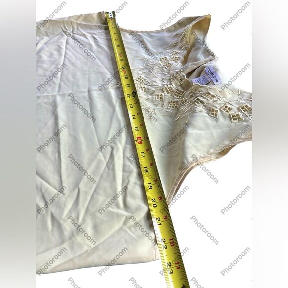 Vintage 1980s Embroidered Bib Collar Cutout Blouse - Pastel Yellow - XL 2X - Picture 7 of 7